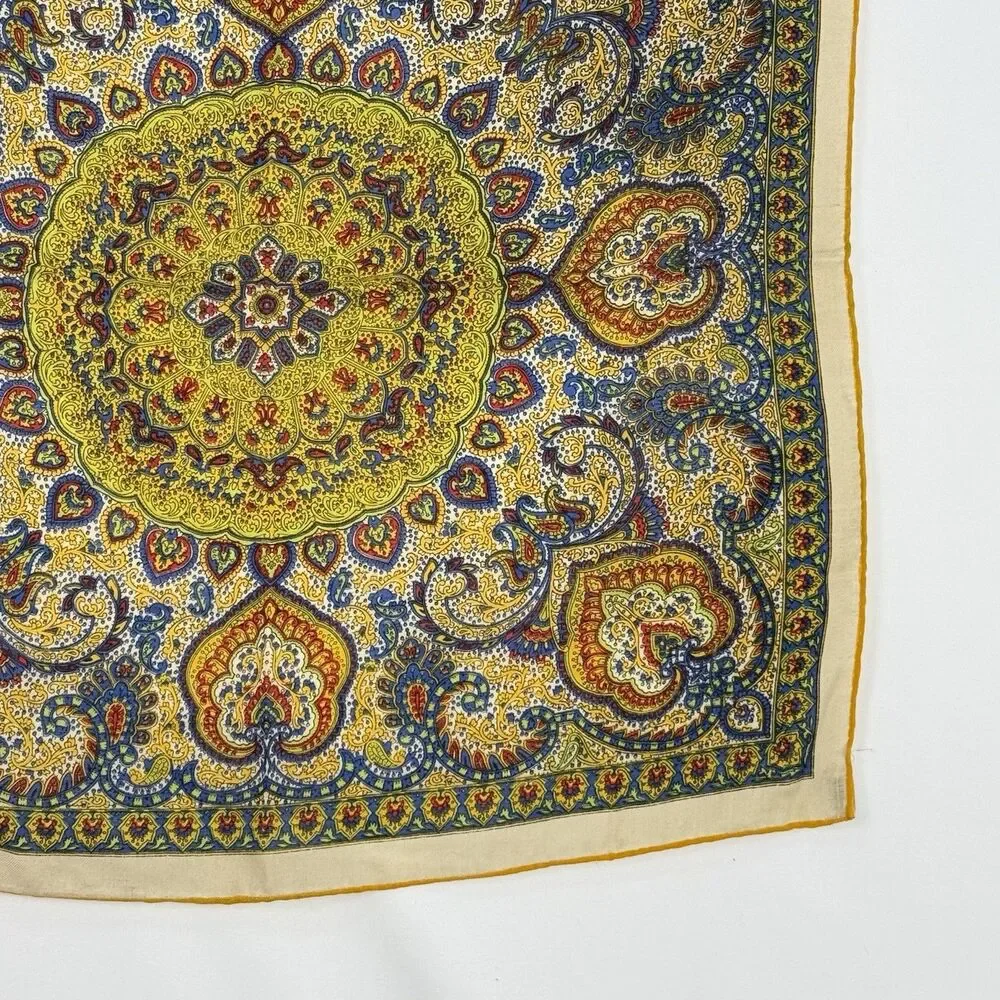 VTG BURMEL HAND-ROLLED ALL WOOL SQUARE SCARF PAISLEY ABSTRACT 24